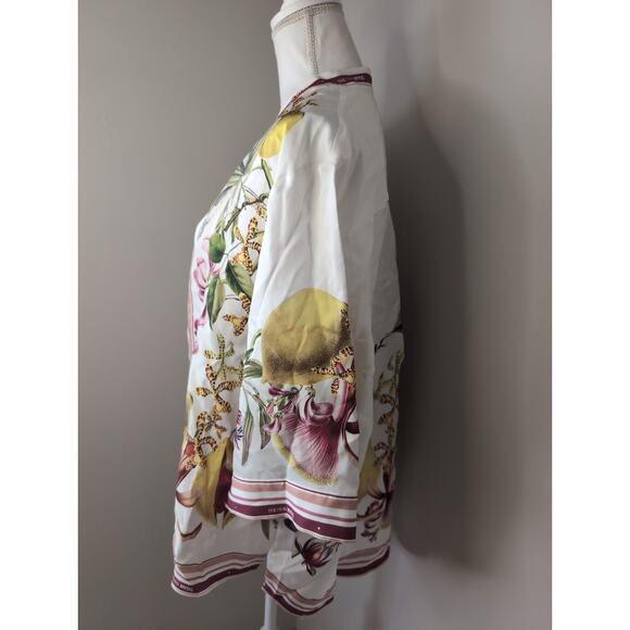 Reiss NYBG Winona Botanical boho earthy hippie satin floral shirt NWT - Picture 3 of 10